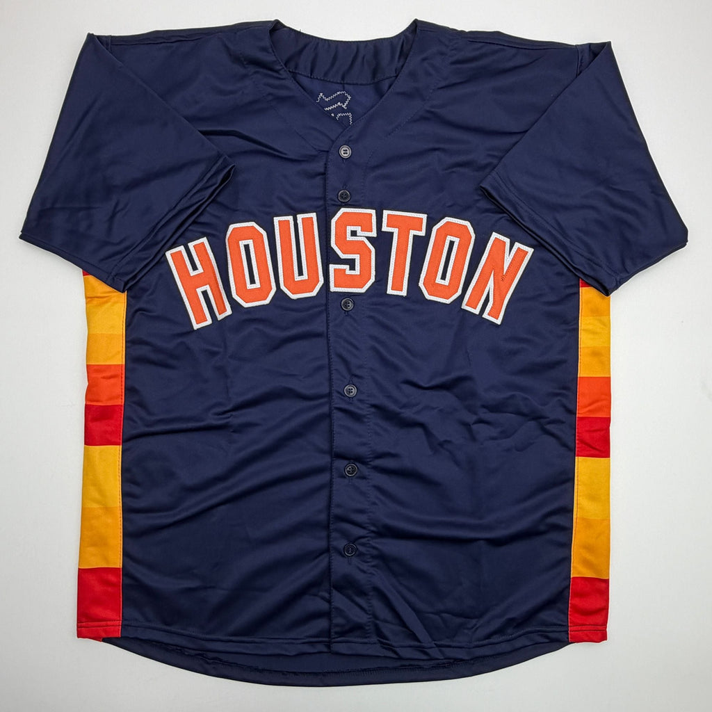 Autographed/Signed Jeremy Pena Houston Blue Baseball Jersey Beckett BAS COA