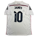 Autographed/Signed James Rodriguez Real Madrid White Soccer Futbol Jersey Beckett BAS COA