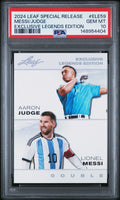 Graded 2024 Leaf Special Release Lionel Messi Aaron Judge #ELE59 Exclusive Legends Edition Soccer Card PSA 10 Gem Mint