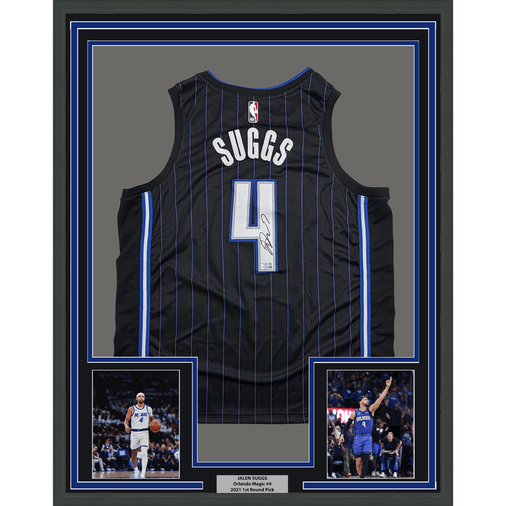 Framed Autographed/Signed Jalen Suggs 35x39 Orlando Magic Black Authentic Basketball Jersey Fanatics COA