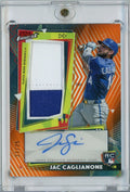2026 Topps Finest Jac Caglianone #RPA-JC Finest Rookie Autograph Relic Orange /25 Rookie RC Baseball Card