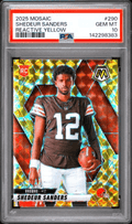Graded 2025 Panini Mosaic Shedeur Sanders #290 Reactive Yellow Rookie RC Football Card PSA 10 Gem Mint