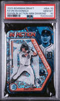 Graded 2025 Topps Bowman Draft Kevin McGonigle #BIA10 Bowman In Action Mini Diamond /150 Rookie RC Baseball Card PSA 10 Gem Mint