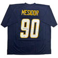 Autographed/Signed Akheem Mesidor Los Angeles San Diego Navy Blue Football Jersey JSA COA