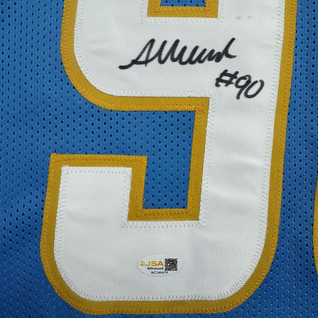Autographed/Signed Akheem Mesidor Los Angeles San Diego Powder Blue Football Jersey JSA COA