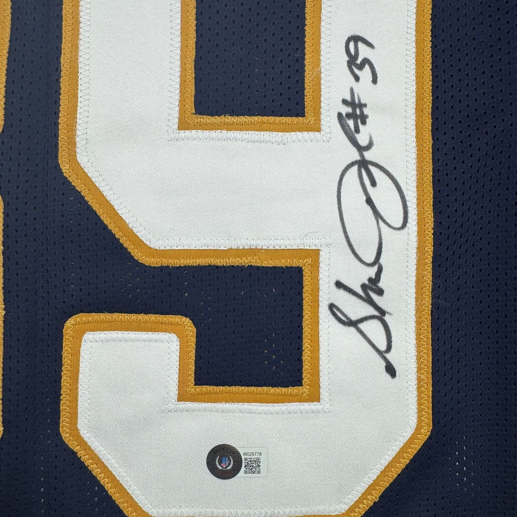 Autographed/Signed Steven Jackson St. Louis Dark Blue Football Jersey Beckett BAS COA