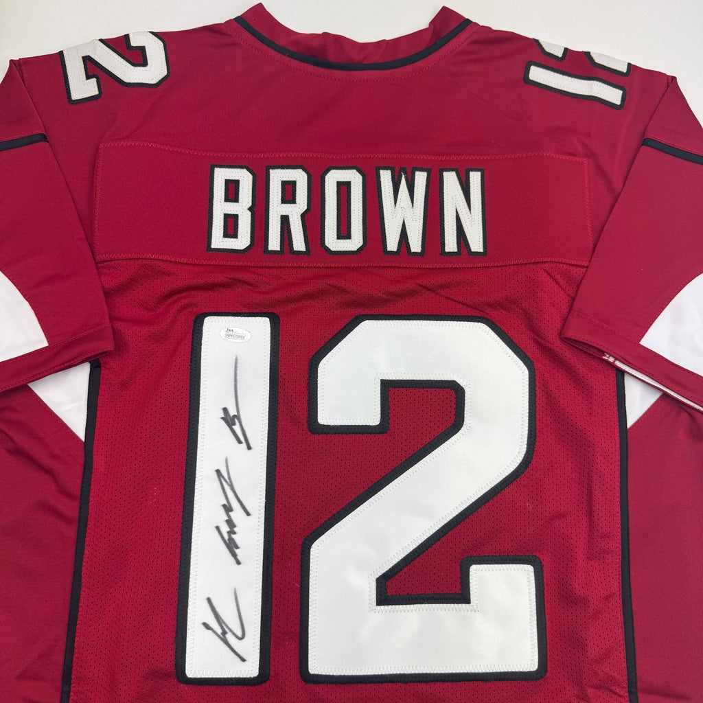 Autographed/Signed John Brown Arizona Red Football Jersey JSA COA