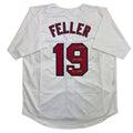 Autographed/Signed Bob Feller Cleveland White Baseball Jersey JSA COA