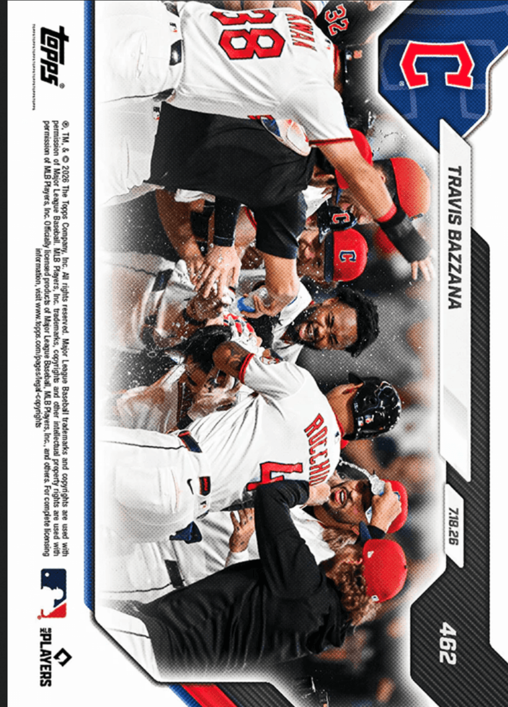 2026 Topps Now Travis Bazzana #462 Orange Foil /10 2 Run Blast Delivers First Career Walk Off Home Run Cleveland Guardians Rookie RC Baseball Card