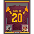 Framed Autographed/Signed Mike Garrett 35x39 Heisman 65 USC Southern Cal Red College Football Jersey JSA COA