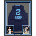 Framed Autographed/Signed Ty Jerome 35x39 Memphis Navy Blue Basketball Jersey Beckett BAS COA