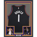 Framed Autographed/Signed Devin Booker 35x39 Phoenix Suns Black Authentic Basketball Jersey JSA COA