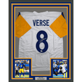 Framed Autographed/Signed Jared Verse 35x39 Los Angeles LA White Football Jersey Beckett BAS COA