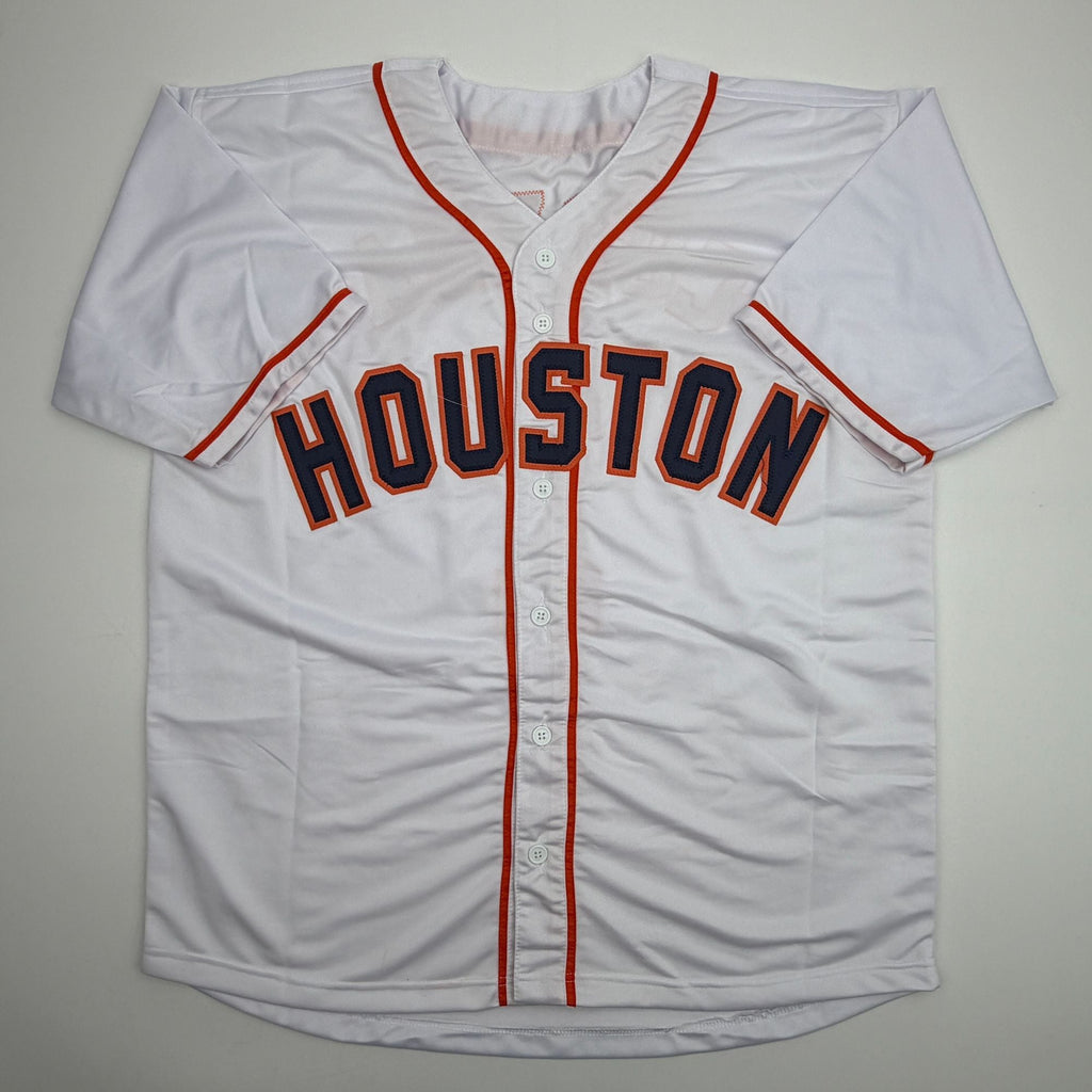 Autographed/Signed Carlos Correa Houston White Baseball Jersey Beckett BAS COA