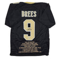 Autographed/Signed Drew Brees New Orleans Black Stat Football Jersey Beckett BAS COA