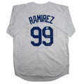 Autographed/Signed Manny Ramirez MannyWood Los Angeles White Baseball Jersey Beckett BAS COA