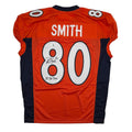 Autographed/Signed Rod Smith 2x SB Champs Denver Orange Pro Cut Football Jersey Beckett BAS COA