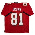 Autographed/Signed Antonio Brown Tampa Bay Red Football Jersey Beckett BAS COA