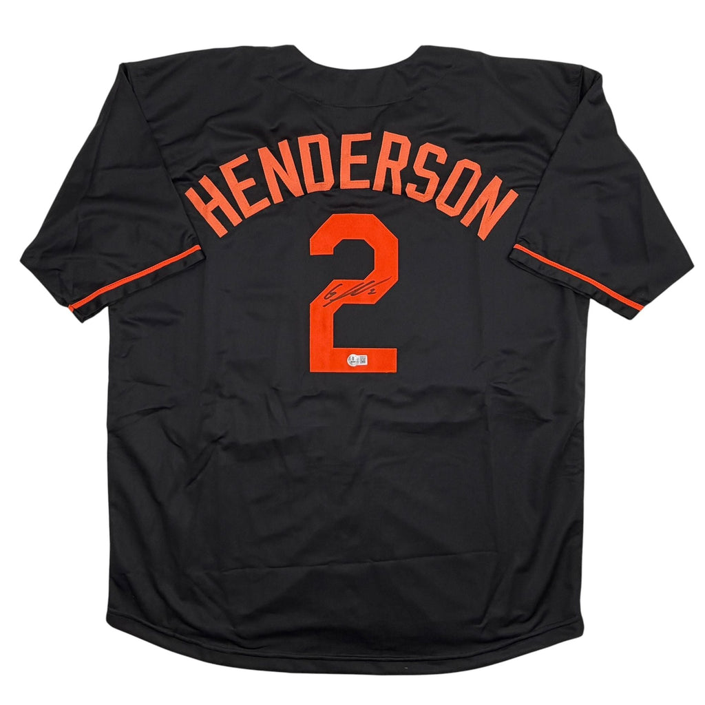 Autographed/Signed Gunnar Henderson Baltimore Black Baseball Jersey Beckett BAS COA