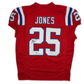Autographed/Signed Marcus Jones New England Red Pro Cut Football Jersey Beckett BAS COA