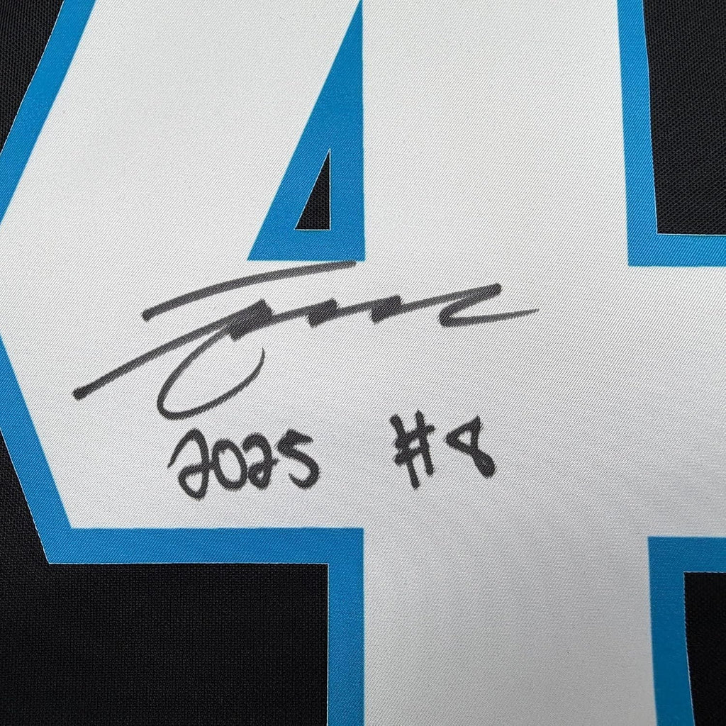 Framed Autographed/Signed Tetairoa McMillan 35x39 Carolina Panthers Black Authentic Football Jersey Fanatics COA