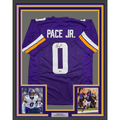 Framed Autographed/Signed Ivan Pace Jr. 35x39 Minnesota Purple Football Jersey Beckett BAS COA
