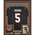 Framed Autographed/Signed Tee Higgins 35x39 Cincinnati Black Football Jersey Beckett BAS COA