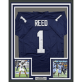 Framed Autographed/Signed Jaylen Reed 35x39 Penn State Blue College Football Jersey JSA COA