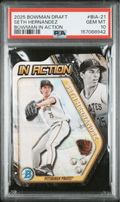 Graded 2025 Topps Bowman Draft Seth Hernandez #BIA21 Bowman in Action Rookie RC Baseball Card PSA 10 Gem Mint