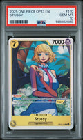 Graded 2025 One Piece Stussy #110 OP13 EN Trading Card Game PSA 10 Gem Mint
