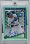 Graded 2025 Donruss Optic George Lombard Jr #108 Rated Prospect Autograph Prizm Refractor Rookie RC Baseball Card
