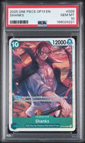 Graded 2025 One Piece Shanks #028 OP13 EN Trading Card Game PSA 10 Gem Mint