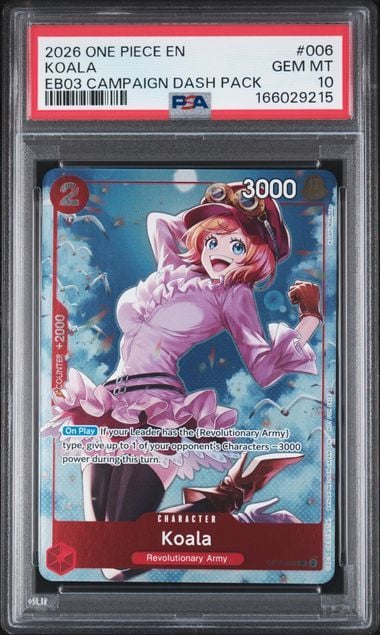 Graded 2026 One Piece Koala #006 EB03 Campaign Dash Pack EN Trading Card Game PSA 10 Gem Mint