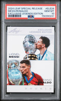 Graded 2024 Leaf Special Release Lionel Messi Cristiano Ronaldo #ELE24 Exclusive Legends Edition Soccer Card PSA 10 Gem Mint