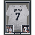 Framed Autographed/Signed Dean Palmer 35x39 Detroit White Baseball Jersey Beckett BAS COA