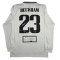 Autographed/Signed David Beckham Real Madrid White Soccer Jersey Panini Authentic COA