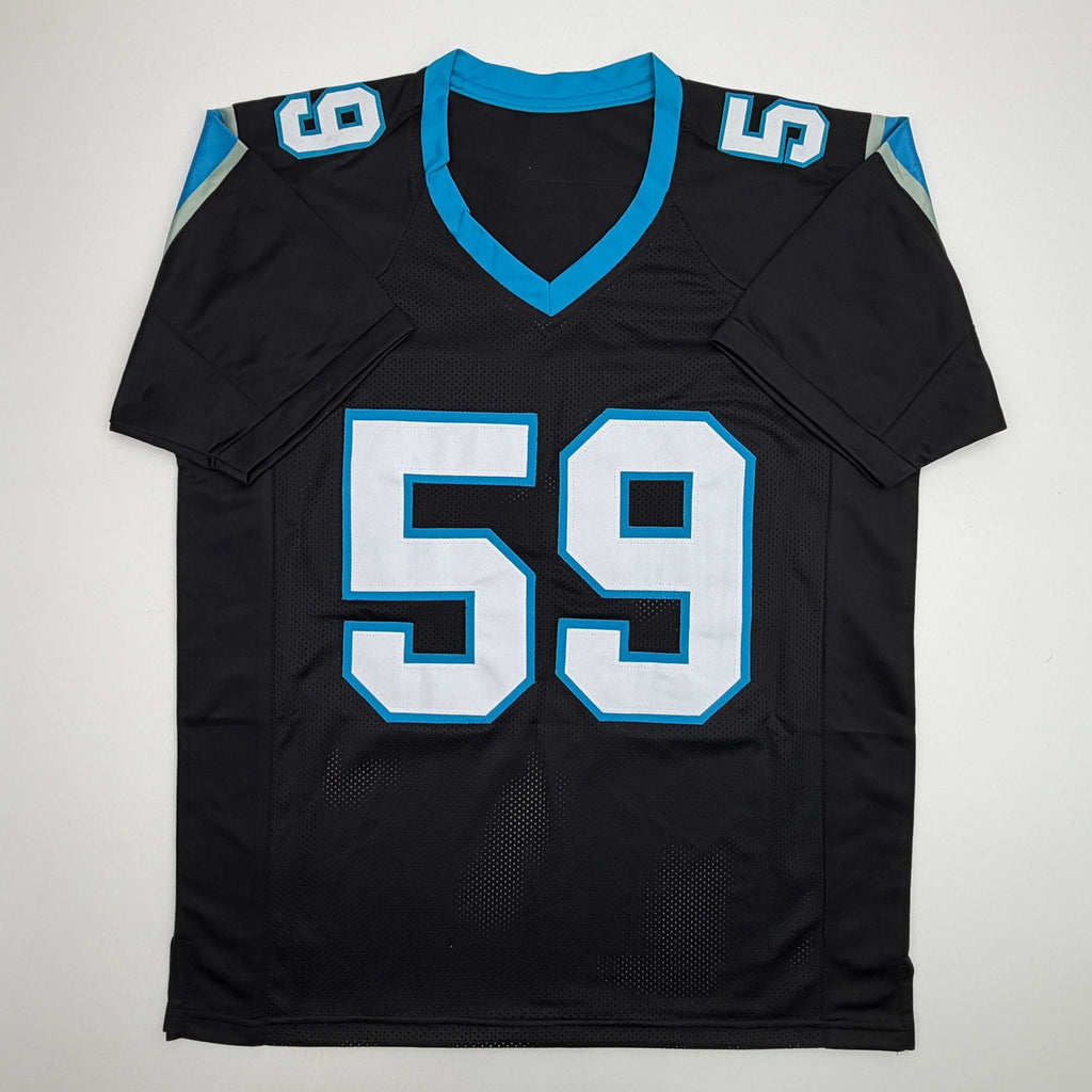 Autographed/Signed Luke Kuechly HOF 26 Carolina Black Football Jersey Beckett BAS COA