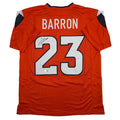 Autographed/Signed Jahdae Barron Denver Orange Football Jersey Beckett BAS COA