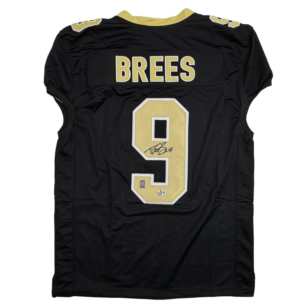 Autographed/Signed Drew Brees New Orleans Black Pro Cut Football Jersey Beckett BAS COA