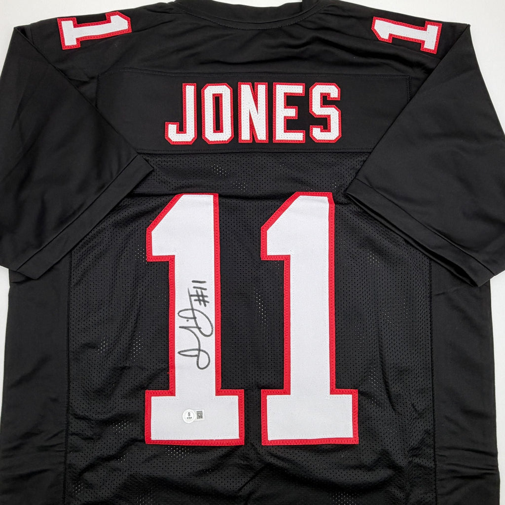 Autographed/Signed Julio Jones Atlanta Black Retro Football Jersey Beckett BAS COA