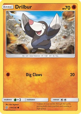 Drilbur 118/236 - SM  Unified Minds Reverse Holofoil