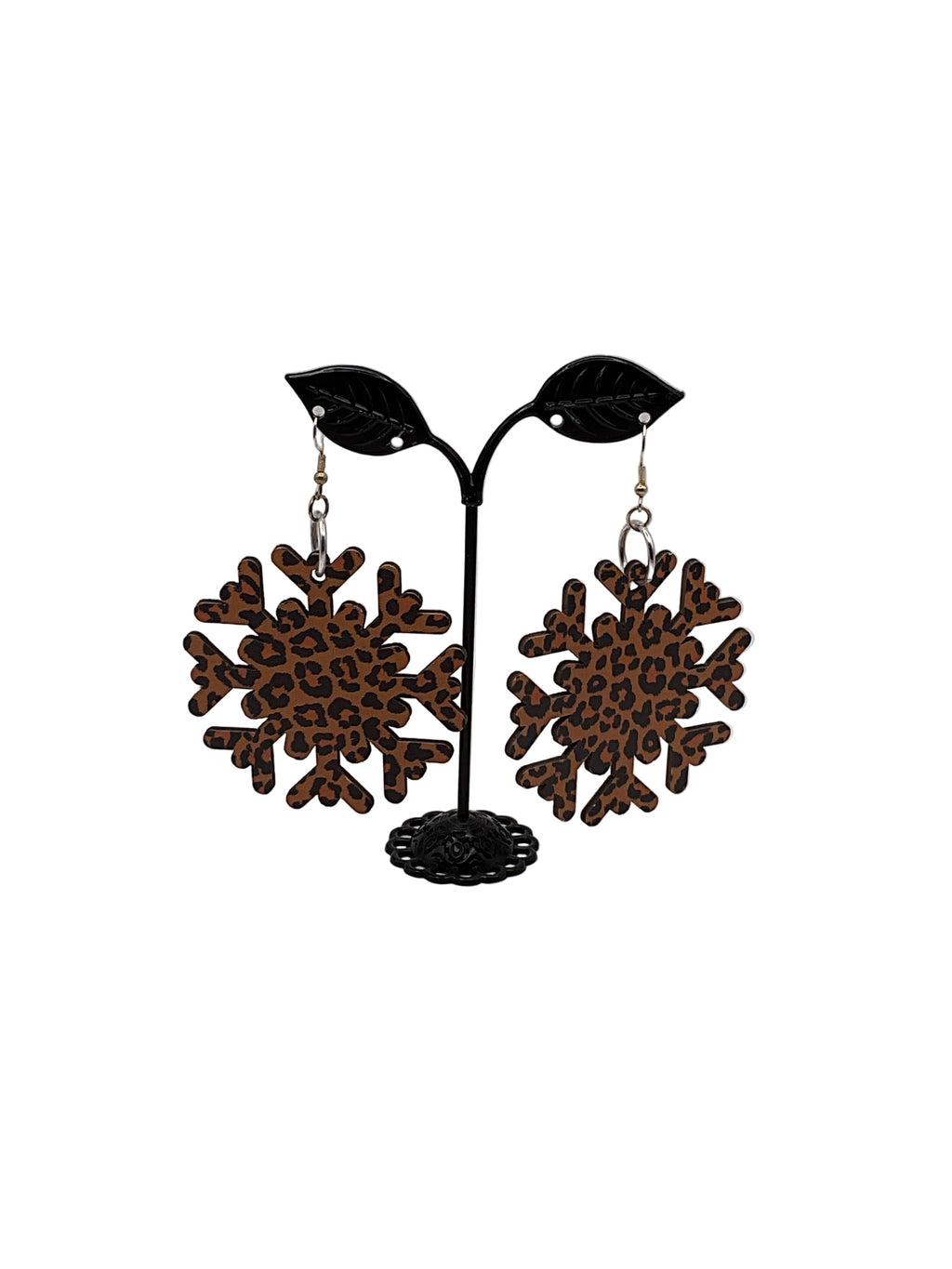 Cheetah Print Snowflake Earrings
