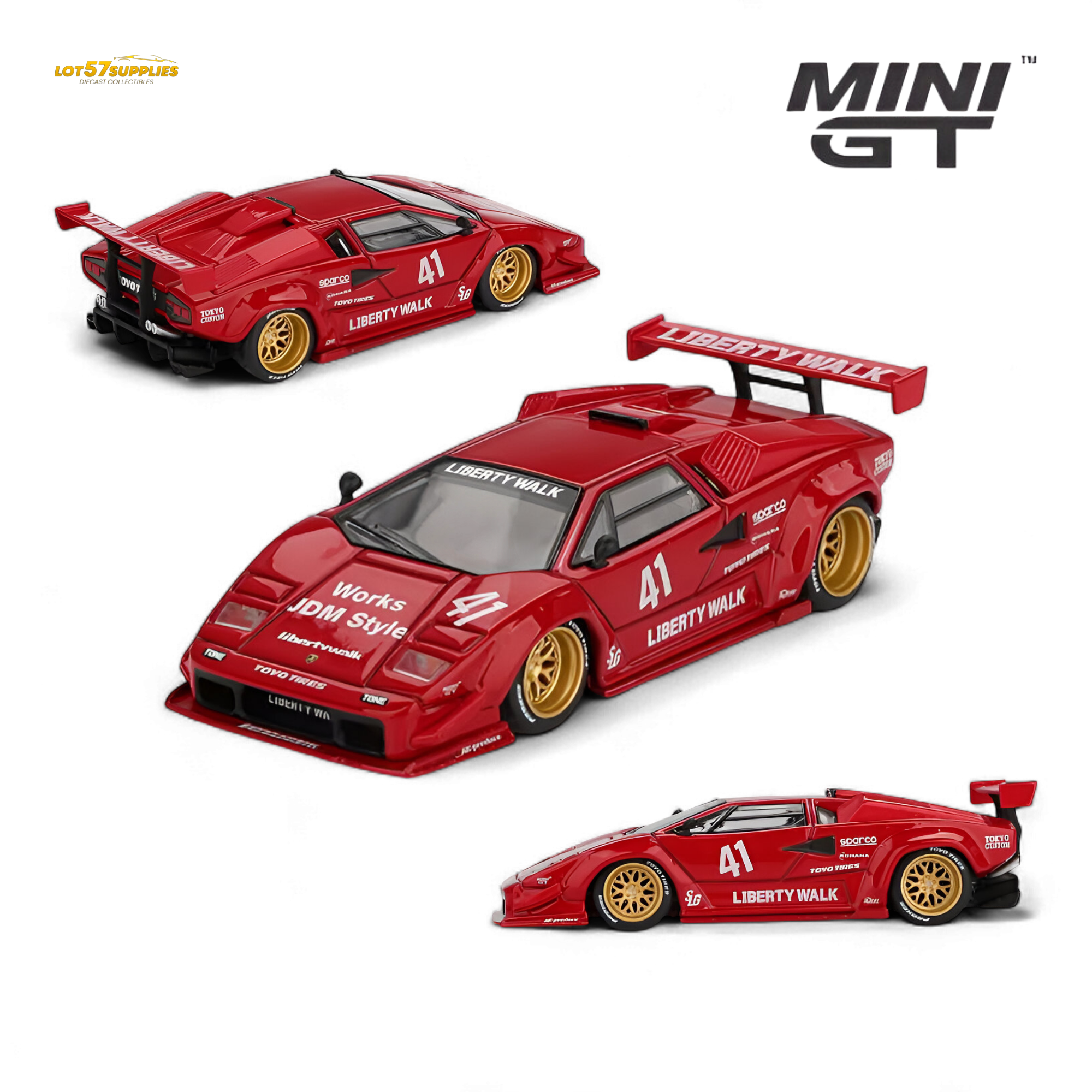 MiniGT Lamborghini Countach LB-WORKS Red 1:64