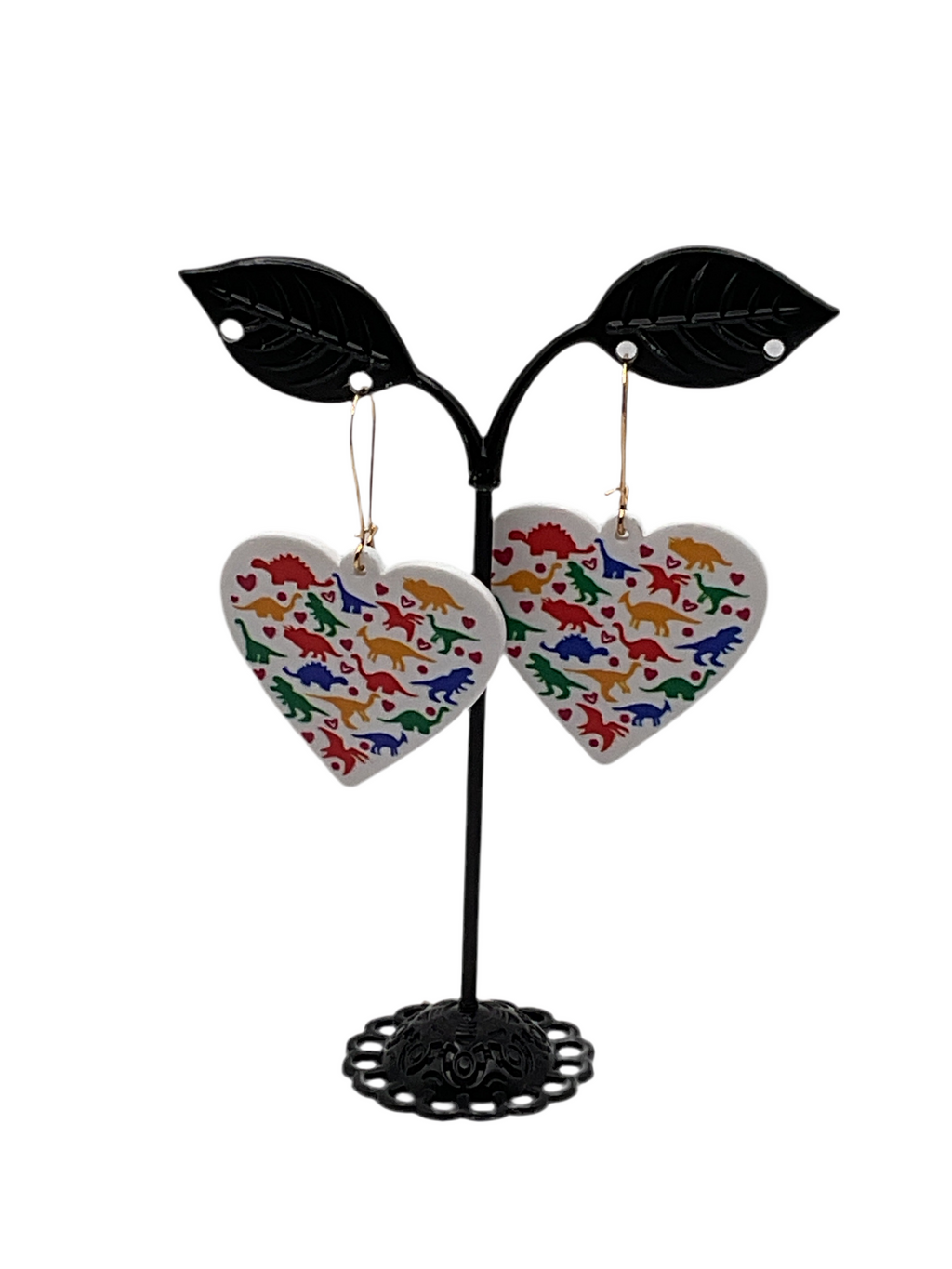Dinosaur heart earrings