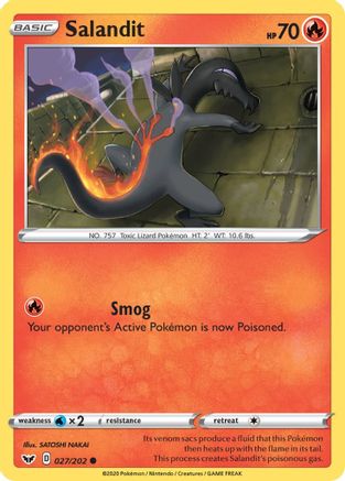 Salandit 027/202 - SWSH01 Sword & Shield Base Set Reverse Holofoil