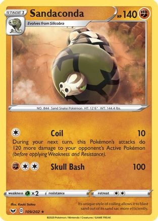 Sandaconda 109/202 - SWSH01 Sword & Shield Base Set Reverse Holofoil