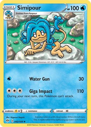 Simipour 042/189 - SWSH03 Darkness Ablaze Reverse Holofoil