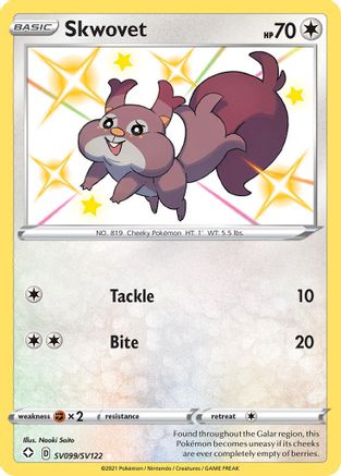 Skwovet SV099/SV122 - Shining Fates Shiny Vault Holofoil