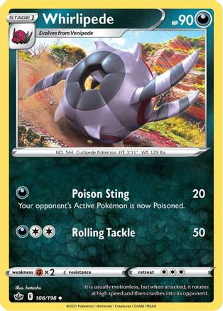 Whirlipede 106/198 - SWSH06 Chilling Reign Reverse Holofoil