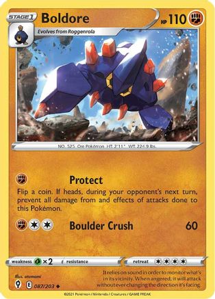 Boldore 087/203 - SWSH07 Evolving Skies Reverse Holofoil